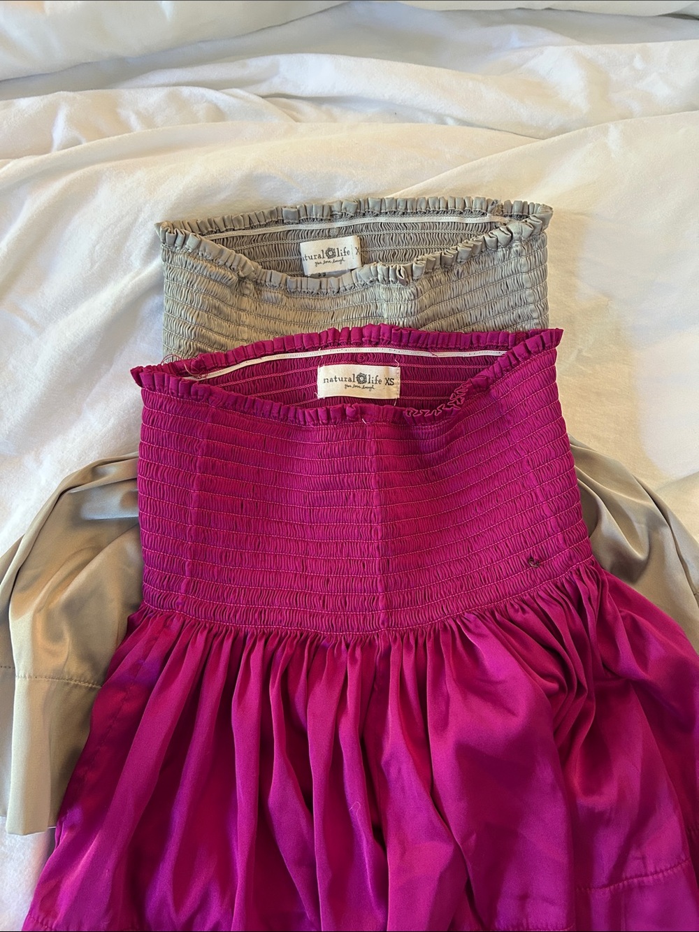 2 NATURAL LIFE Magenta Smocked Mini Skort and Taupe mini skort. Sold together